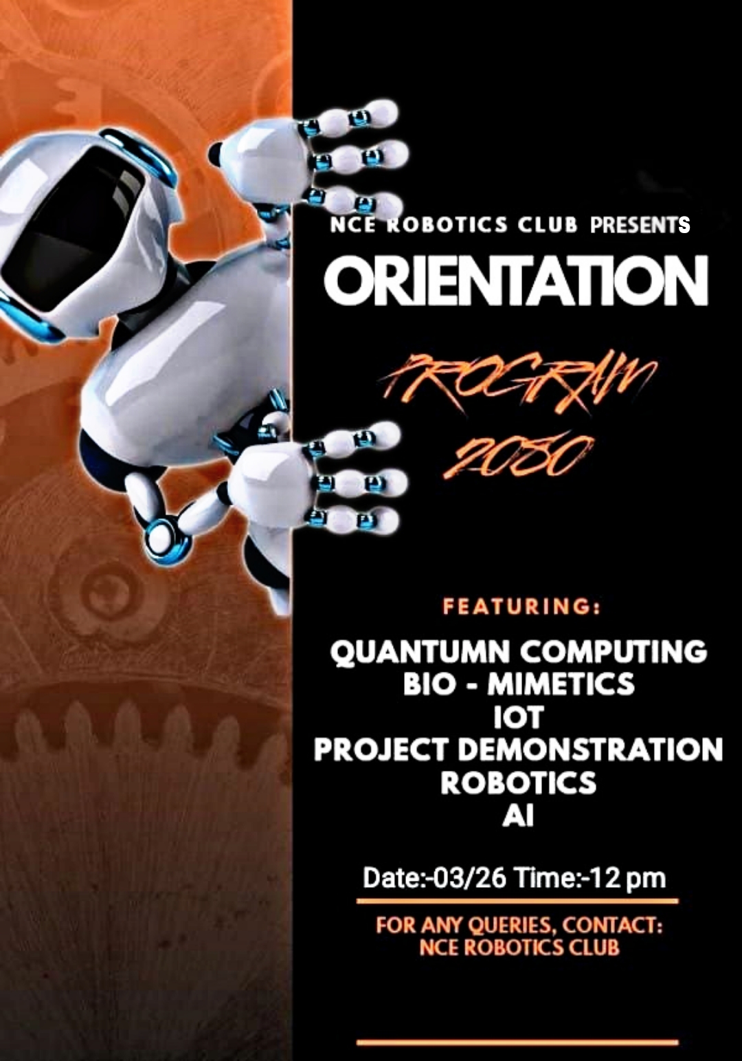 NCE Robotics Club Orientation Program